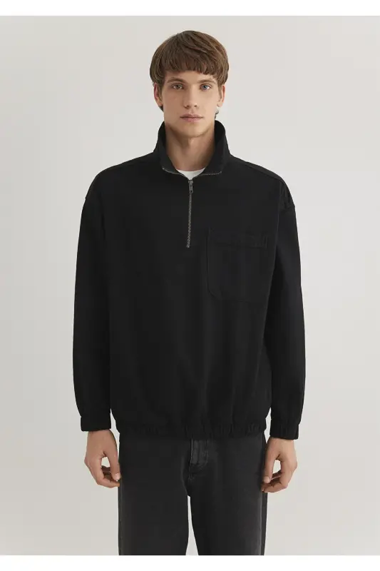Siyah Gömlek Oversize / Geniş Kesim 0211137-900 - Siyah-900 - 5
