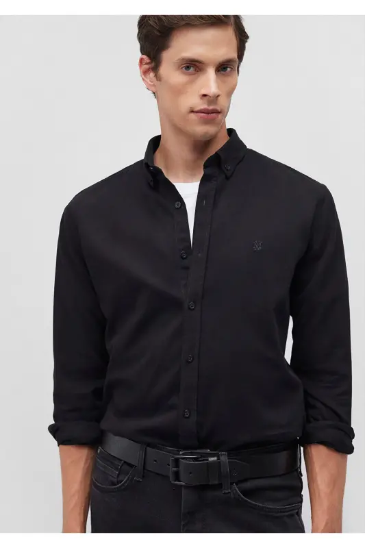 Siyah Gömlek Slim Fit / Dar Kesim 0211192-900-Siyah - MAVI