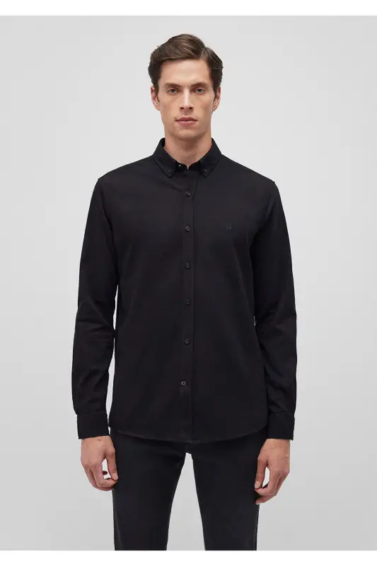 Siyah Gömlek Slim Fit / Dar Kesim 0211192-900-Siyah - 3