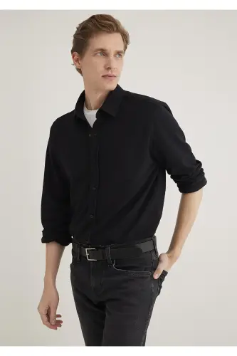 Siyah Gömlek Slim Fit / Dar Kesim 0211583-900 - Siyah-900 - MAVI (1)