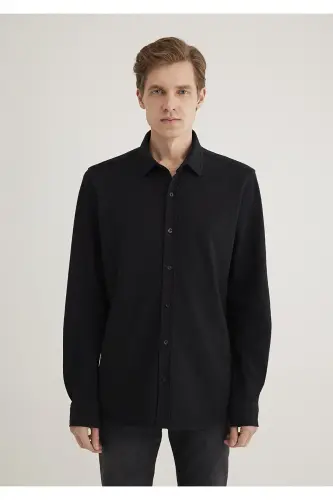 Siyah Gömlek Slim Fit / Dar Kesim 0211583-900 - Siyah-900 - 4
