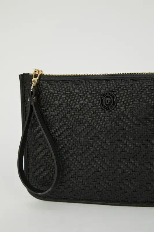 Siyah Hasır Kadın Portföy & Clutch Çanta 05PO23Y1713-Hasır Siyah - 4