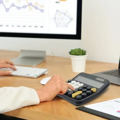 Black Calculator, UPIHO Standard Calculator 12 Digit with Large LCD Display and Big Buttons, Black Gold Office Accessories for Women Desk, Supplies for Office,School, Home, Business - 5