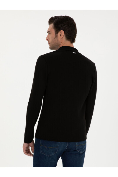 Siyah Slim Fit Yün Karışımlı Kruvaze Triko Hırka 50296283-VR046 - Siyah - 5