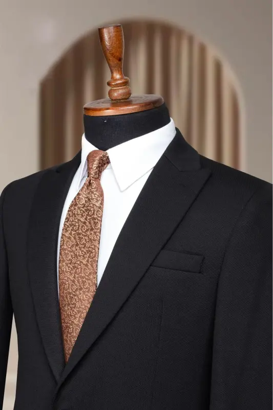 Siyah İtalyan Stil Slim Fit Klasik Erkek Blazer Ceket - Siyah - 3