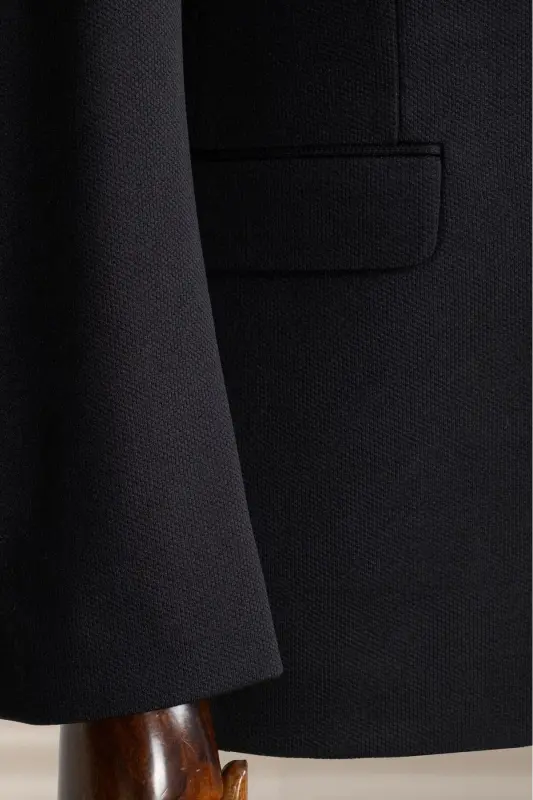 Siyah İtalyan Stil Slim Fit Klasik Erkek Blazer Ceket - Siyah - 4