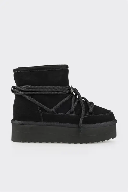 Siyah Kadın Deri Bot - Siyah - ELLE SHOES