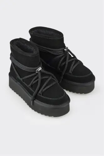 Siyah Kadın Deri Bot-Siyah - ELLE (1)