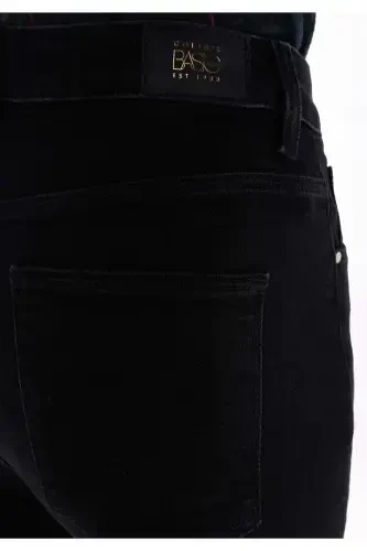 Regular Fit Yüksek Bel Tam Boy Paça Kadın Siyah Jean Pantolon - 6