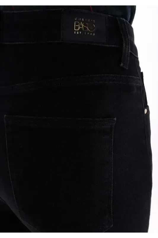 Regular Fit Yüksek Bel Tam Boy Paça Kadın Siyah Jean Pantolon - 6