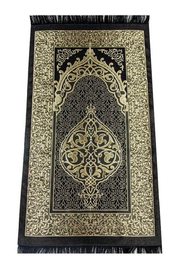 Siyah Kadın Pratik Başörtülü Fermuarlı Tek Parça Namaz Elbisesi Seccade Seti - Siyah - 8