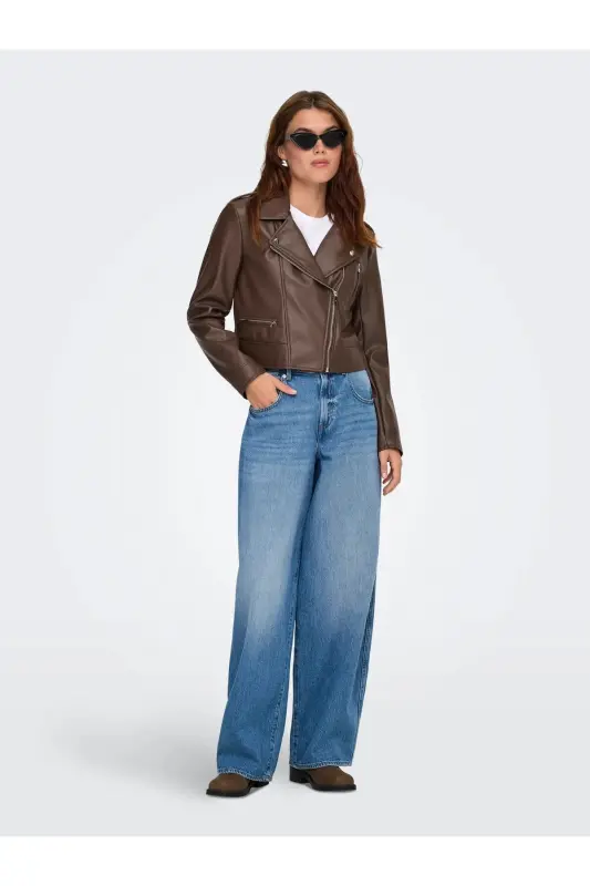 Siyah Kadın Pu Deri Ceket Mont En Trend Modeller Kahve - Kahverengi15361396 - 5