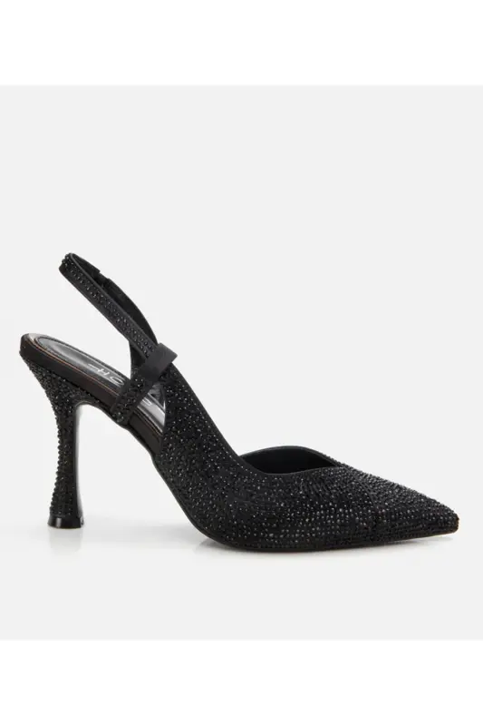 Siyah Kadın Taşlı Stiletto - SİYAH-BLACK - 1