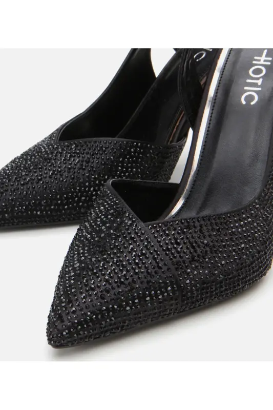 Siyah Kadın Taşlı Stiletto - SİYAH-BLACK - 3