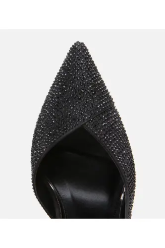 Siyah Kadın Taşlı Stiletto - SİYAH-BLACK - 4