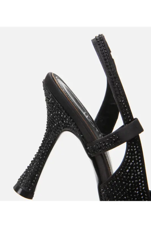Siyah Kadın Taşlı Stiletto - SİYAH-BLACK - 5