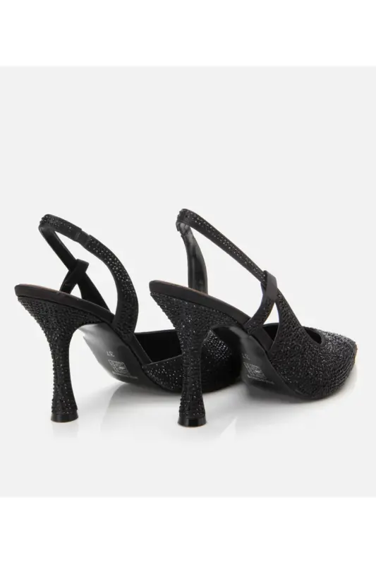 Siyah Kadın Taşlı Stiletto - SİYAH-BLACK - 6