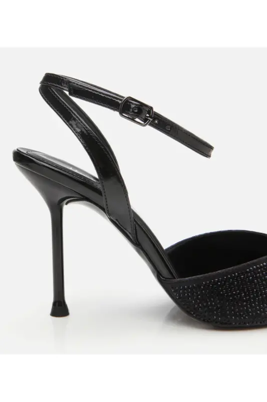 Kadın Siyah Taşlı Abiye Stiletto - SİYAH-BLACK - 5