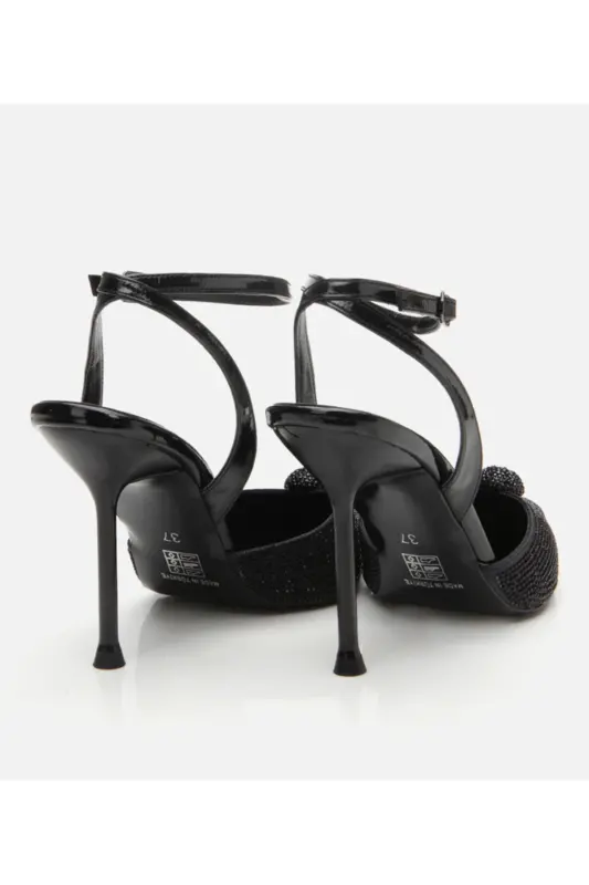 Kadın Siyah Taşlı Abiye Stiletto - SİYAH-BLACK - 6