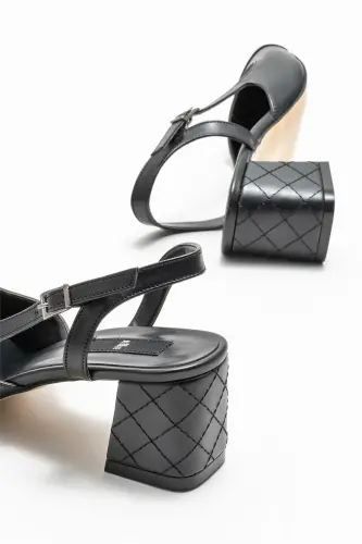 Siyah Kadın Topuklu Ayakkabı-Siyah - 4