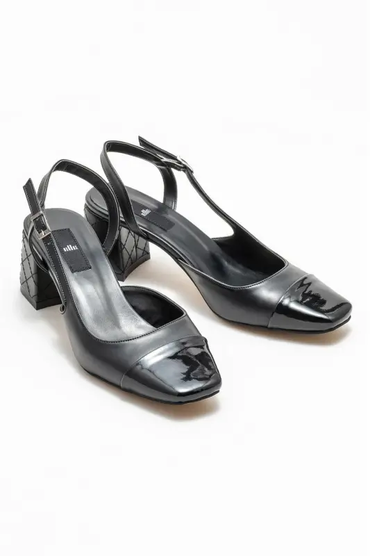 Siyah Kadın Topuklu Ayakkabı-Siyah - 2