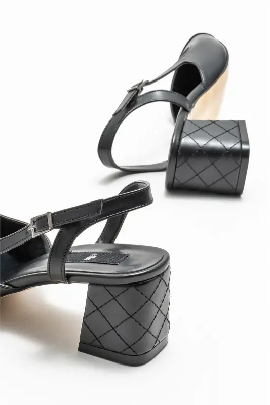 Siyah Kadın Topuklu Ayakkabı-Siyah - 4