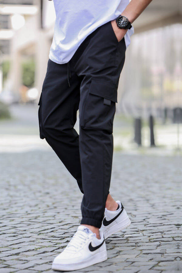 Siyah Kargo Cep Erkek Jogger Pantolon 5461-Siyah - 1