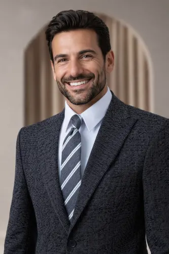 Siyah Karyağdı Kumaş Italyan Stil Slim Fit Klasik Erkek Blazer Ceket - Antrasit - 6