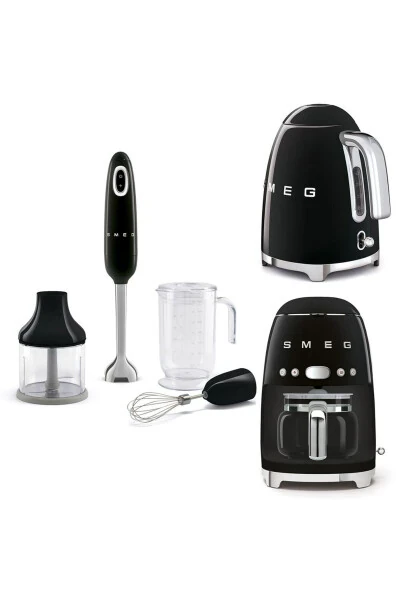 Siyah Kettle-filtre Kahve Makinesi Ve El Blender Seti - SMEG