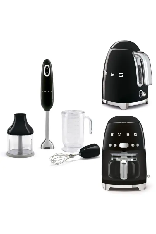 Siyah Kettle-filtre Kahve Makinesi Ve El Blender Seti - Siyah - SMEG