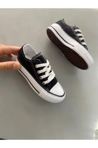 SİYAH KISA KETEN GÜNLÜK ORTOPEDİK COCUK SPOR AYAKKABI SNEAKER - SİYAH - 3