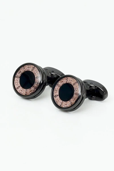 Siyah Kol Düğmesi & Siyah Kravat & Mendil Hediye Seti - Modazone (1)