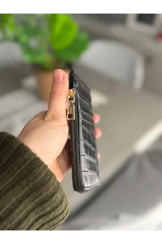 Siyah Kroko Desenli Kartlık Cüzdan - Siyah - ILKNURBUTIK (1)