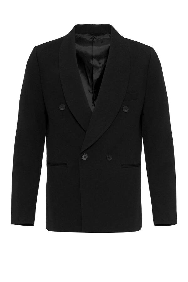 Siyah Kruvaze Kapama Regular Fit Erkek Blazer Ceket - 6