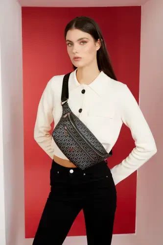 Siyah Küçük Alfabe Kadın Bel Çantası 05PO22Y1542-Kucuk Alfabe Siyah - 6