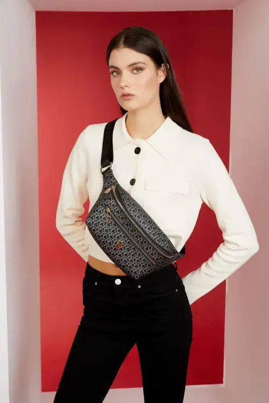 Siyah Küçük Alfabe Kadın Bel Çantası 05PO22Y1542-Kucuk Alfabe Siyah - 6