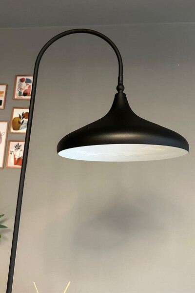 Siyah Lambader Hareketli Başlık Modern Dekoratif Metal Oturma Odası Çalışma Odası-Siyah - 2