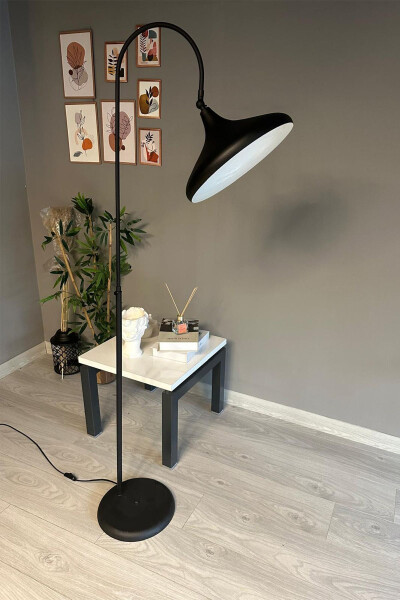 Siyah Lambader Hareketli Başlık Modern Dekoratif Metal Oturma Odası Çalışma Odası-Siyah - 6