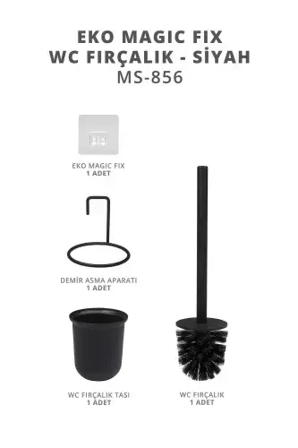 Siyah Magic Fix Sihirli Yapışkanlı Wc Fırçalık - 5