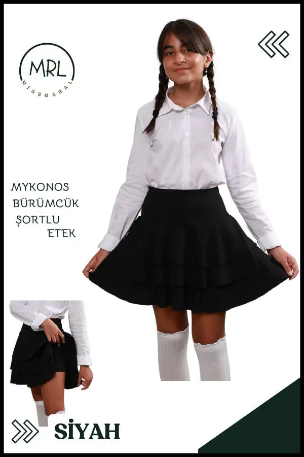 Siyah Mykonos Şortlu Etek Havuz-deniz Spor Ve Günlük Kullanım Skirt With Shorts 4101-SİYAHH - 1