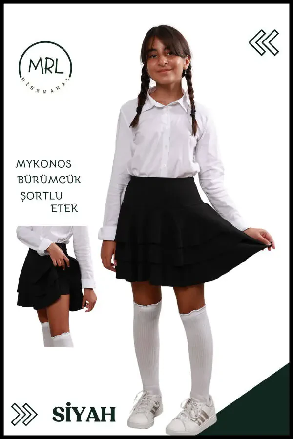 Siyah Mykonos Şortlu Etek Havuz-deniz Spor Ve Günlük Kullanım Skirt With Shorts 4101-SİYAHH - 3