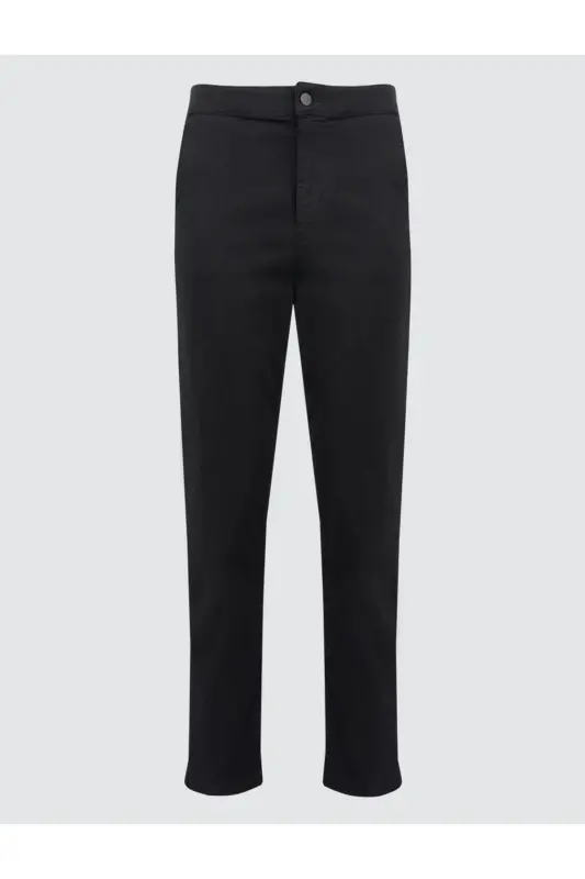 Siyah Normal Paça Cepli Gabardin Pantolon - Siyah - 7