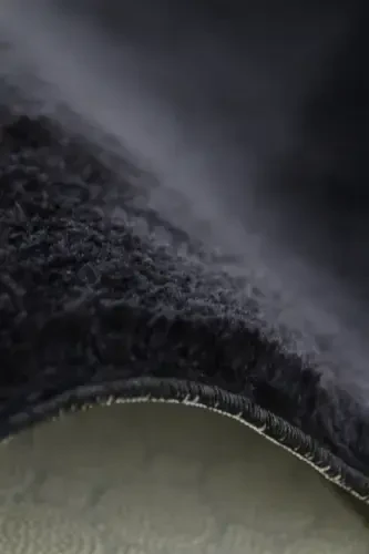 Siyah Oval Post Peluş Yumuşak Yıkanabilir Kaymaz Dot Taban Antibakteriyel Salon Koridor Çocuk Halı-Siyah - 3