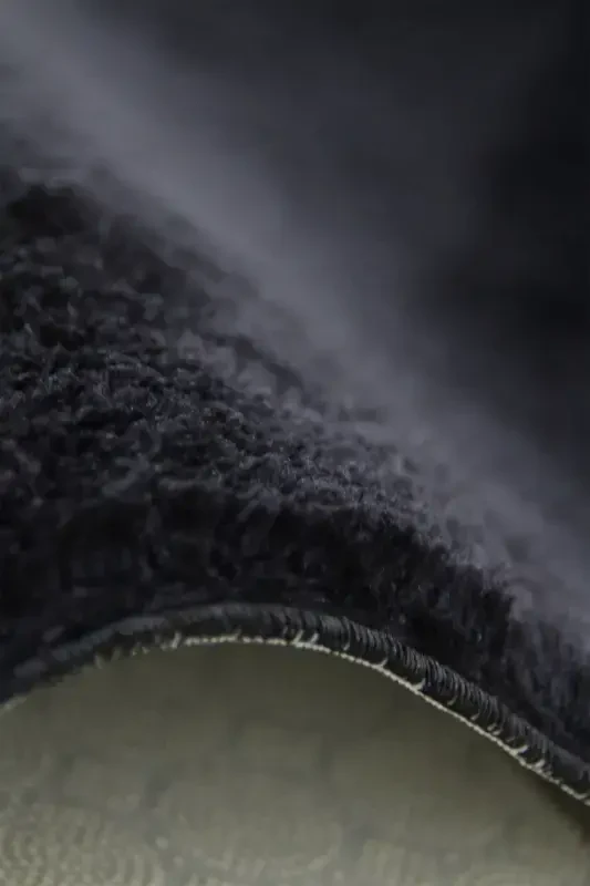 Siyah Oval Post Peluş Yumuşak Yıkanabilir Kaymaz Dot Taban Antibakteriyel Salon Koridor Çocuk Halı-Siyah - 3