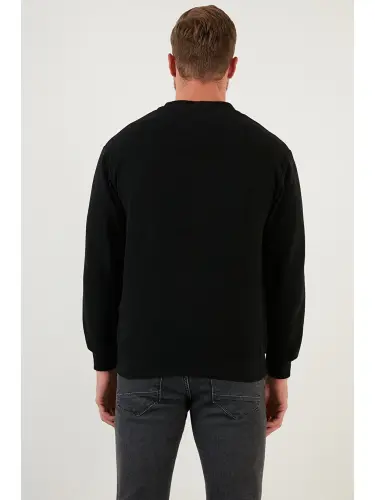 Siyah Pamuklu Regular Fit Düğmeli V Yaka Erkek Hırka 456205-Siyah - 6