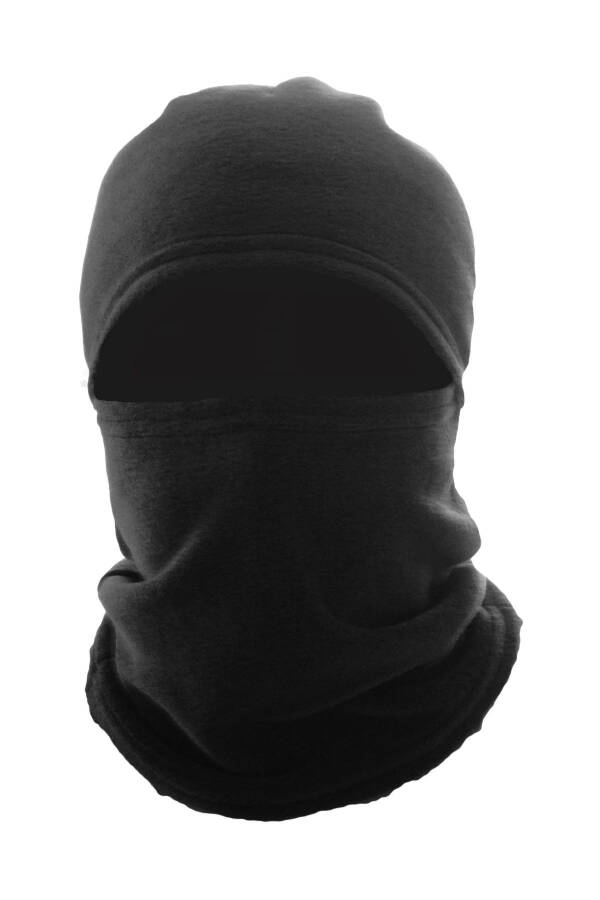 Siyah Polar Kar Maskesi Termal Kışlık Polar Şapka Bere Boyunluk Motorcu Kask Bere Unisex Balaclava - 1