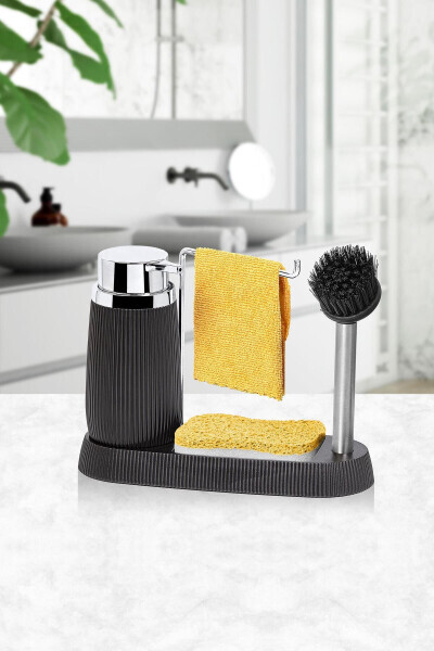 Siyah Premium Fırçalık ve Sabunluk Lavabo Seti - Siyah - 1