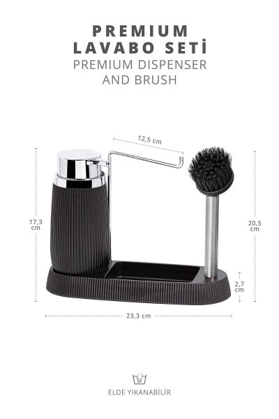 Siyah Premium Fırçalık ve Sabunluk Lavabo Seti - Siyah - 2