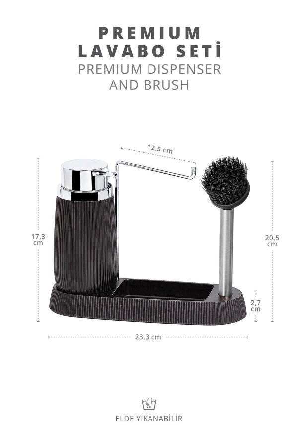 Siyah Premium Fırçalık ve Sabunluk Lavabo Seti - Siyah - 2