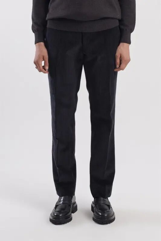 Siyah Regular Fit %100 Pamuk Kadife Pantolon - JAKAMEN